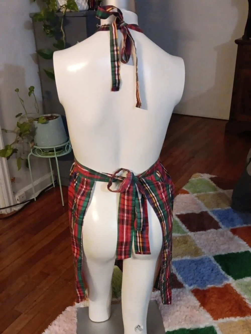 Red & Green Plaid Apron, Holiday Apron